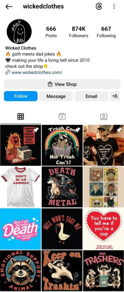 Wicked Clothes's Instagram Feed